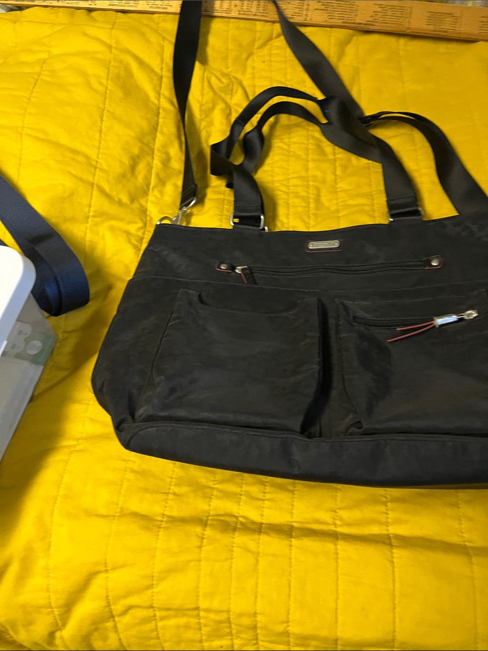 Baggallini Black Nylon Crossbody Tote with Front Pockets